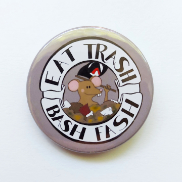 Eat Trash Cartoon Rat Badge