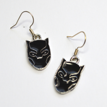 Black Panther Silver and Enamel Earrings