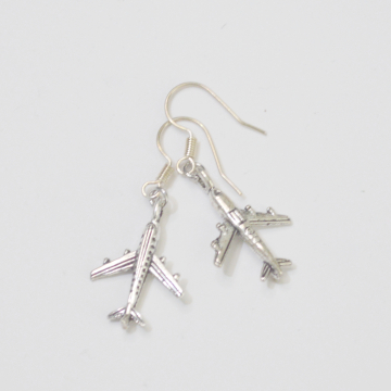 Silver Airplane Earrings