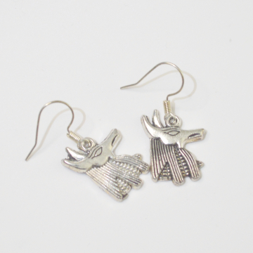Silver Anubis Egyptology Earrings