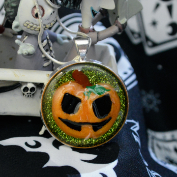 Spooky Cute Halloween GITD Pumpkin Pendant