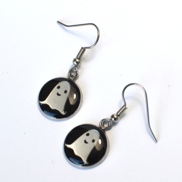 Tiny Ghost Silver Earrings