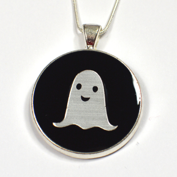 Silver Ghost Round Pendant
