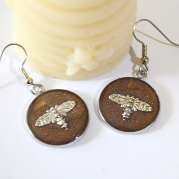 Honey Bee Dangle Resin Earrings