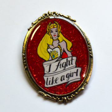 She-Ra Princess of Power 80s Retro Feminist "I Fight Like A Girl Resin Brooch