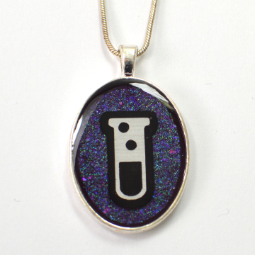 Test Tube Silver and Purple Pendant