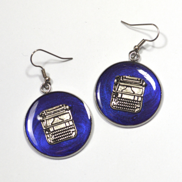 Silver Typewriter Earrings